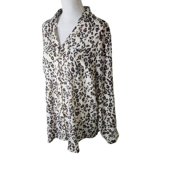 Maurices Blouse Cheetah Womens Plus Size 1x Lightweight Long Sleeve Animal Print - Picture 6 of 7